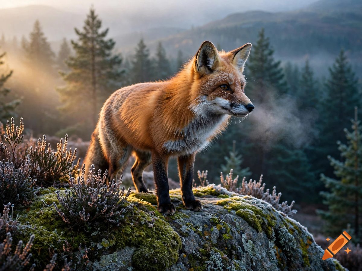 Red fox generated free by Craiyon, with crayon logo watermark in the corner