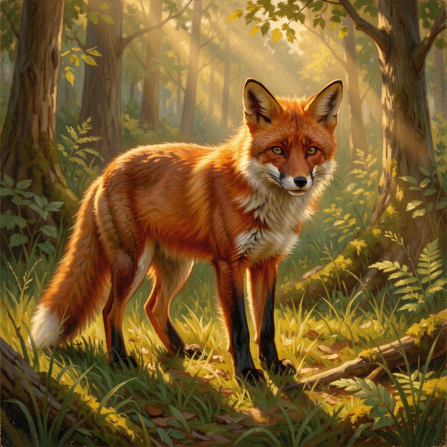 Red fox generated free in NightCafe, 1024x1024 pixels, painterly style