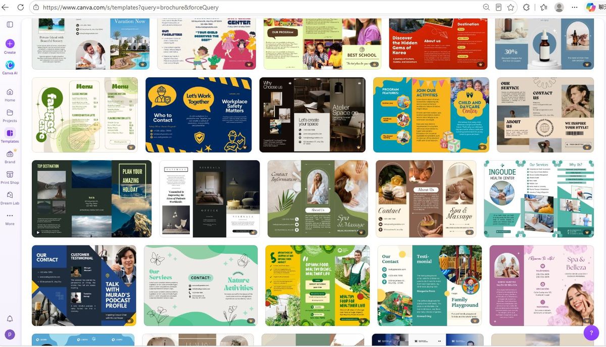 Deeper in Canva's brochure template gallery almost every template carries a Pro crown