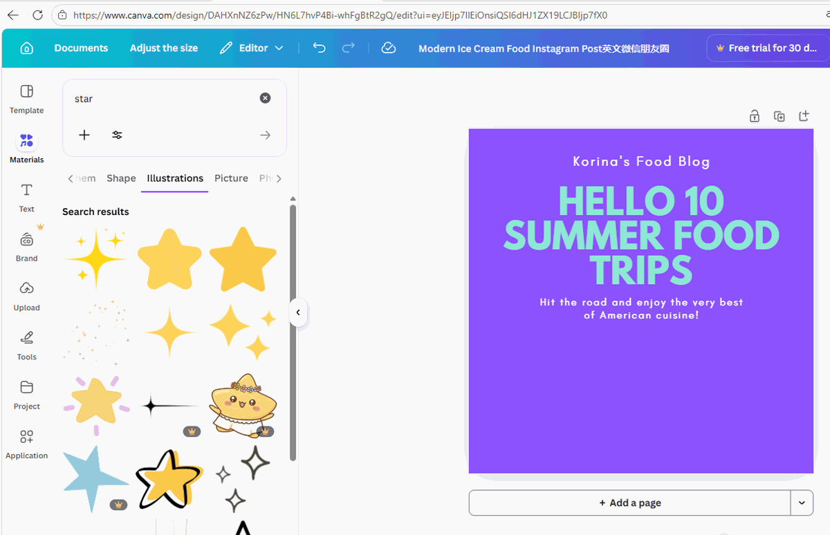 Canva star illustrations with some items marked by golden crowns and others free