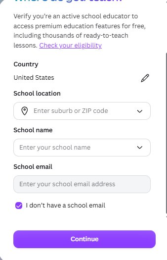 Checking I don't have a school email disables the email field but nothing else changes