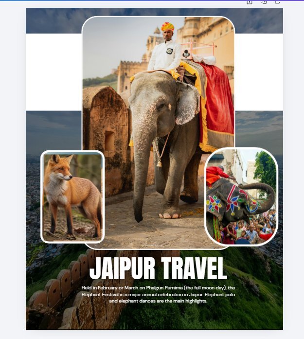 Edited Canva Instagram post template with new headline JAIPUR TRAVEL and a replaced fox photo