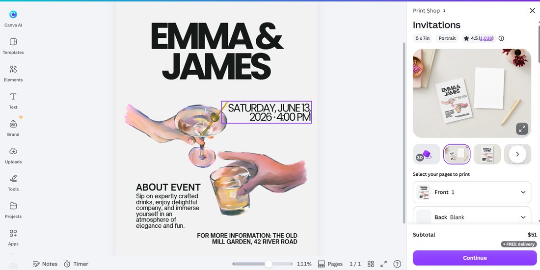 Easy Guid Template Canva Invitations on a Free Account: 2 Locked Templates, Crowned Fonts ...