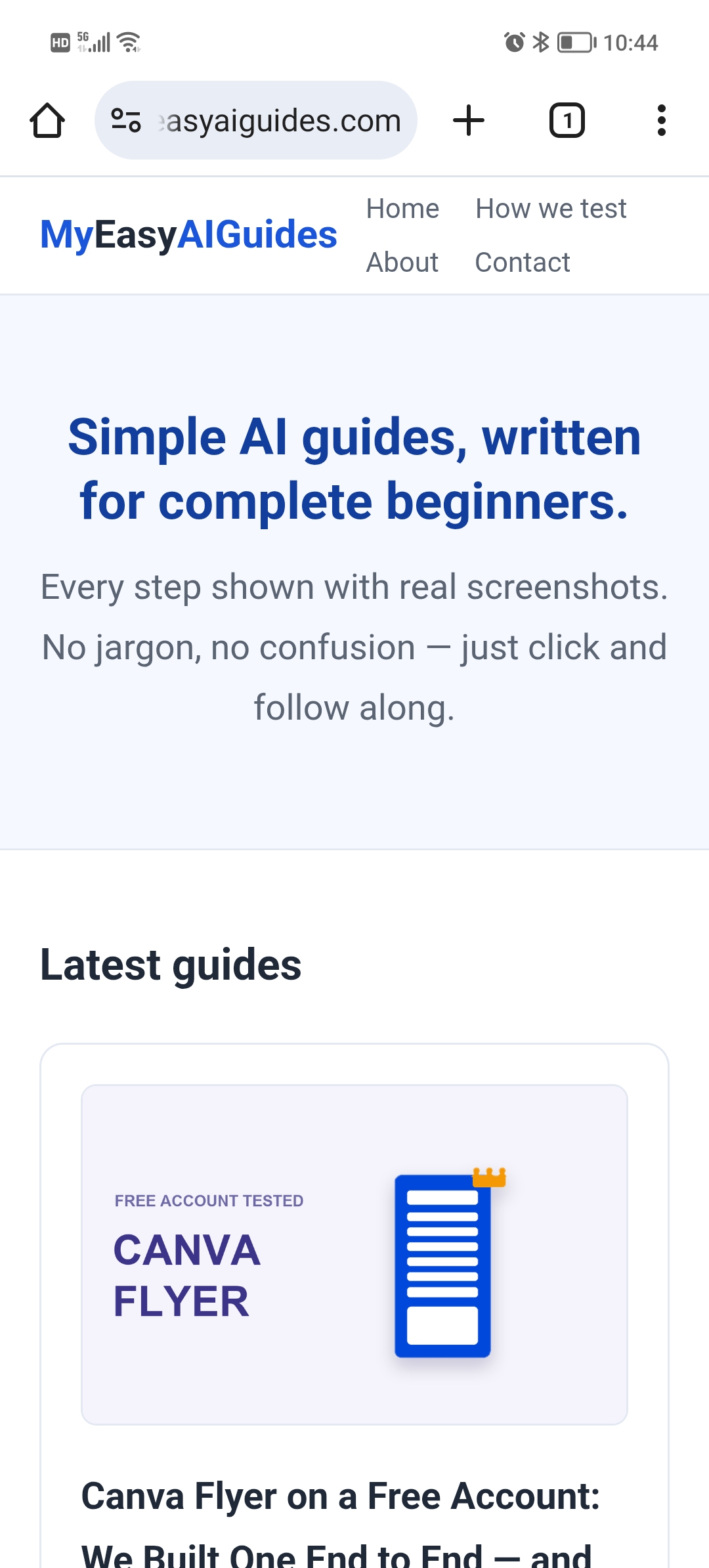 Phone screenshot after scanning the Canva QR code, address bar showing the site's own domain
