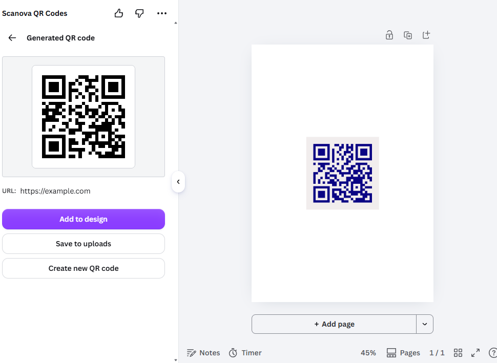 Canva QR app generating a second code for a different URL while the first code stays on the canvas unchanged
