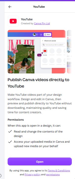 Canva YouTube app page: publish Canva videos directly to YouTube
