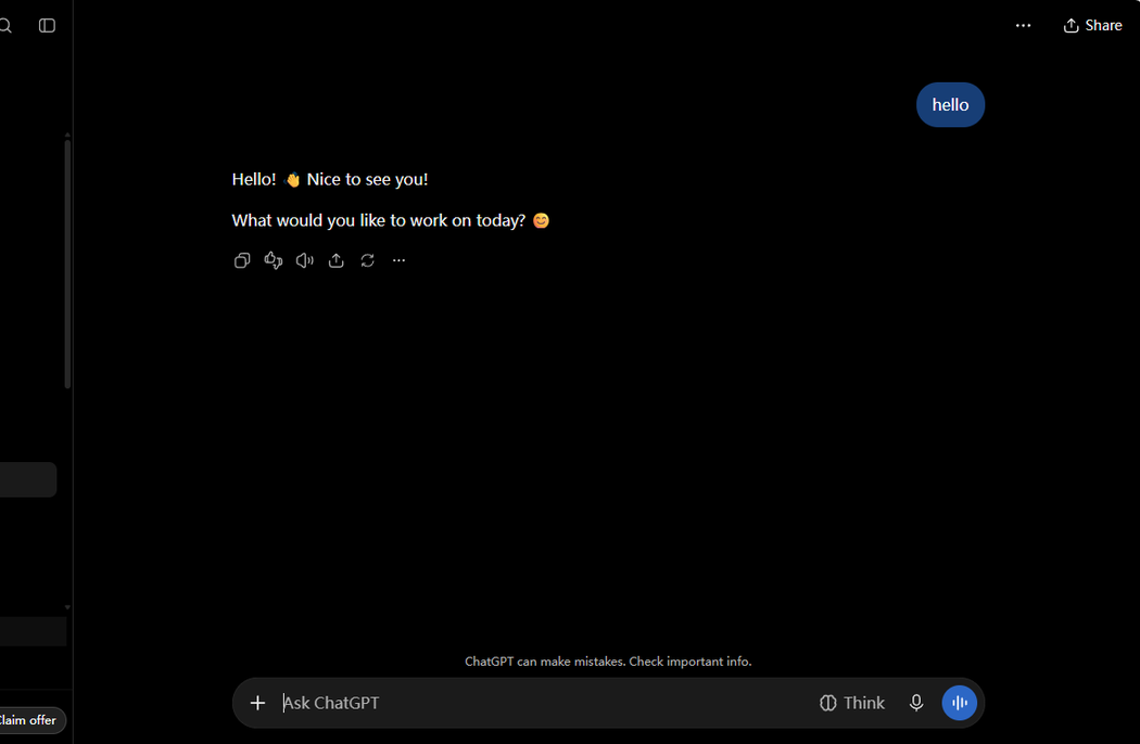 After reconnecting, resending on the same unrefreshed page delivered the message normally