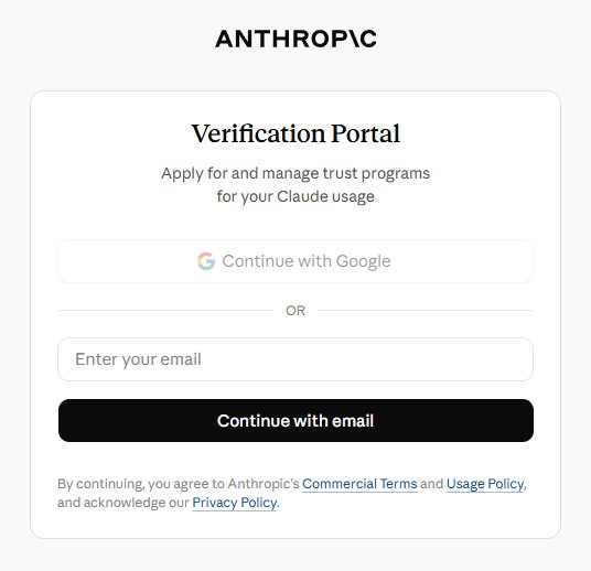 Anthropic Verification Portal listing Identity verification as the required task