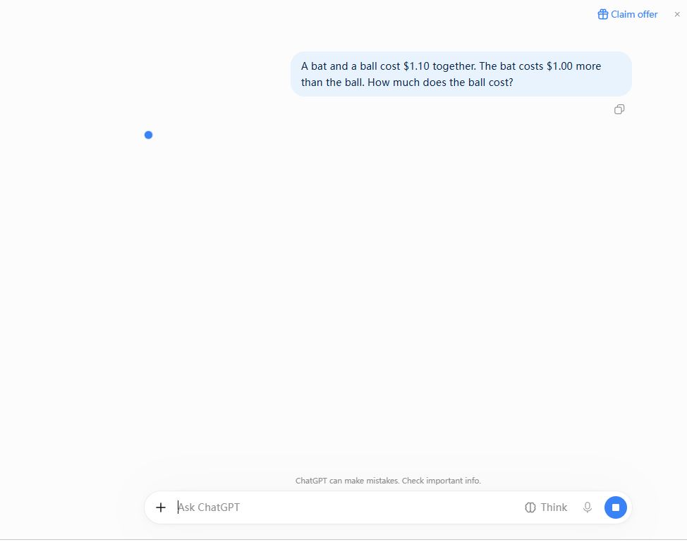 ChatGPT free showing its thinking spinner while generating a response
