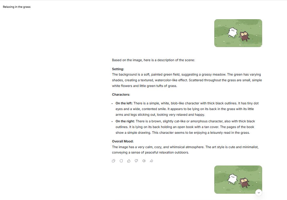 DeepSeek free giving a detailed structured description of the first image upload