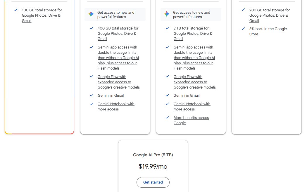 Google AI Plus card details: double the usage limits, Google Flow, Gemini in Gmail, Gemini Notebook with more access